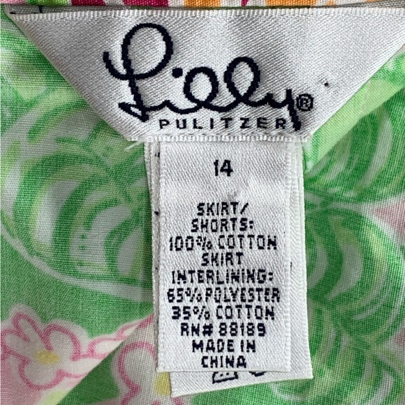 Lilly Pulitzer Girls Size 14 Mini Shorts Skirt Skort Green Multicolor Back Zip - Picture 2 of 10